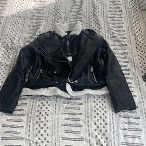 Fashion Nova Black and White Leather Jacket